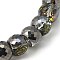 Electorplated Glass Beads, Rainbow Plated, Faceted, Round, Black, 11x8mm, Hole: 1mm