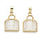 Natural Chalcedony Pendants, with Real 18K Gold Plated Brass Micro Pave Clear Cubic Zirconia Settings, Nickel Free, Bag, 3/4x1/2x1/8 inch(19x13.5x4.5mm), Hole: 2x5mm