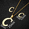 201 Stainless Steel Pendant Necklaces & Stud Earrings Sets, Golden, Letter C, 400mm