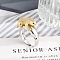 Brass Micro Pave Clear Cubic Zirconia Cuff Rings for Women Men, Cadmium Free & Lead Free, Leopard, Platinum & Golden, 30.5x8.5mm, Adjustable