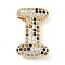 Brass Micro Pave Cubic Zirconia Pendants, Long-Lasting Plated, Rack Plating, Letter Charms, Real 18K Gold Plated, Letter I, 22x14x7mm, Hole: 5.2x3mm
