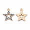 Rack Plating Eco-friendly Alloy Rhinestone Pendants, Star Charm, Golden, Sapphire, 17.5x15x2mm, Hole: 1.8mm