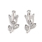 Brass Micro Pave Clear Cubic Zirconia Pendants, Cadmium Free & Nickel Free & Lead Free, Flower Charms, Real Platinum Plated, 14.5x6x3mm, Hole: 0.8mm