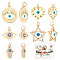 Beebeecraft 10Pcs/Box 5 Style Evil Eye Charms Brass Cubic Zirconia Hamsa Hand Star with Blue Enamel Eye Pendants Jewelry Making Findings for DIY Bracelet Necklace