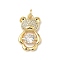 Brass Micro Pave Cubic Zirconia Pendants, Bear, Cadmium Free & Lead Free, Long-Lasting Plated, with Jump Ring, Clear, 20x12x3mm, Hole: 3mm