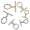 6 Set 3 Style 304 Stainless Steel Toggle Clasps Set, with 20Pcs Iron Open Jump Rings, Mixed Color, 6x0.7mm, 2 set/style
