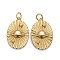 Brass Pendants, Long-Lasting Plated, with Jump Ring, Oval with Star, Real 18K Gold Plated, 22x15x3.5mm