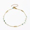 Faceted Glass Beaded Anklets, with Brass Beads and Lobster Claw Clasps, Round, Real 18K Gold Plated, Colorful, 9-7/8 inch(25.1cm)
