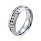 Crystal Rhinestone Flat Finger Ring, 201 Stainless Steel Jewelry for Women, Stainless Steel Color, Inner Diameter: 17mm