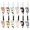 Plastic Mobile Dustproof Plugs, with Alloy Enamel Cat Pendants, Golden, 4.5cm, 12pcs/set