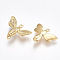 Brass Links connectors, Bees, Nickel Free, Real 18K Gold Plated, 14x17x5mm, Hole: 1mm