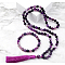 Natural Amethyst Round Beaded Pendant Necklaces & Bracelets Sets, 850mm & 180mm