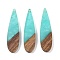 Resin & Wood Big Pendants, Teardrop Charms, Aquamarine, 52.5x14x3mm, Hole: 1.8mm