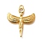 Brass Micro Pave Cubic Zirconia Pendants, Cadmium Free & Nickel Free & Lead Free, Wing with Egyptian Goddess Isis, Real 18K Gold Plated, 31x26x3.5mm, Hole: 2mm