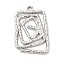 Non-Tarnish 304 Stainless Steel Pendants, Rectangle Charm, Stainless Steel Color, 28x19x1.8mm, Hole: 1.8mm