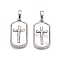 Brass & Shell Pendants, Cadmium Free & Lead Free, Rectangle & Cross Charms, Platinum, 20x11x3mm, Hole: 6x3.5mm