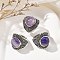 Natural Banded Agate Adjustable Rings, Lead Free & Cadmium Free, Antique Silver Plated Brass Finger Rings for Women, Dyed & Heated, 22.5mm, Inner Diameter: 17mm