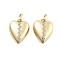 Brass Pave Clear Cubic Zirconia Pendants, Cadmium Free & Lead Free, with Jump Ring, Golden, Heart, 22x18x7mm