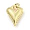 Brass Pendants, with Jump Rings, Cadmium Free & Lead Free, Long-Lasting Plated, Heart, Real 18K Gold Plated, 15.5x12x6mm, Hole: 3mm