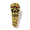 Rack Plating Tibetan Style Alloy 3 Hole Guru Beads, T-Drilled Beads, with Rhinestone, Skull, Antique Golden, 24.5x10x11mm, Hole: 2mm and 2.5mm
