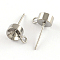 Non-Tarnish 201 Stainless Steel Stud Earring Settings, with Loop and 304 Stainless Steel Pins, Stainless Steel Color, Fit for 6mm rhinestone, 6mm, Hole: 2mm, Pin: 0.8mm