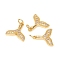 Brass Micro Pave Cubic Zirconia Charms, with Jump Ring, Long-Lasting Plated, Fishtail, Clear, Golden, 14.5x14x2.5mm, Hole: 3mm