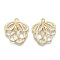 Alloy Hammered Pendants, Filigree Joiners Findings, Flower, Light Gold, 29x26x2.5mm, Hole: 1.8mm