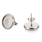 Non-Tarnish 304 Stainless Steel Stud Earring Settings, with Ear Nuts, Flat Round, Stainless Steel Color, 14.5mm, Pin: 0.8mm, Tray: 12mm