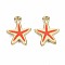 Rack Plating Alloy Pendants, with Enamel, Cadmium Free & Lead Free, Starfish, Light Gold, Tomato, 17x13x1.5mm, Hole: 1.8mm