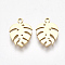 Ion Plating(IP) 304 Stainless Steel Charms, Tropical Leaf Charms, Monstera Leaf, Real 18K Gold Plated, 13x9x1mm, Hole: 1mm