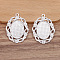Alloy Pendant Cabochon Settings, Oval, Platinum, tray: 18x25mm, 44x33mm