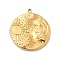 Ion Plating(IP) 304 Stainless Steel Pendants, Flat Round with Moon & Sun, Real 18K Gold Plated, 22x21x2.5mm, Hole: 1.6mm