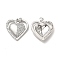 Brass Micro Pave Cubic Zirconia Pendants, Cadmium Free & Nickel Free & Lead Free, with Jump Ring, Double Heart Charms, Platinum, 19x18x2mm, Hole: 3.5mm