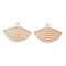 Long-Lasting Plated Brass Filigree Pendants, Fan Charms, Cadmium Free & Nickel Free & Lead Free, Light Gold, 11.5x17x0.3mm, Hole: 1.4mm