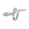 Tarnish Resistant 304 Stainless Steel Snake Open Cuff Ring Findings, Pad Ring Settings with Horse Eye Tray, Stainless Steel Color, US Size 7(17.3mm), Tray: 3x5mm