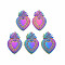 201 Stainless Steel Pendants, Sacred Heart, Rainbow Color, 30x19x1.5mm, Hole: 1.4mm