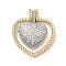 Brass Micro Pave Cubic Zirconia Pendants, Lead Free & Cadmium Free, Long-Lasting Plated, Heart, Platinum & Real 18K Gold Plated, 26.5x24x6.5mm, Hole: 4x2.7mm