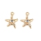 Brass Micro Pave Cubic Zirconia Charms, Cadmium Free & Nickel Free & Lead Free, Starfish, Real 18K Gold Plated, 14x11x3mm, Hole: 1.4mm