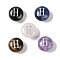 Natural Mixed Gemstone Beads, Flat Round with Letter, Letter H, 8.5~9x5~5.5mm, Hole: 1.2mm