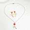 Alloy Stud Earring & Pendant Necklaces for Women, Plastic Pearl Flower Jewelry Set, Golden, Necklaces: 450mm; Earring: 40x17mm
