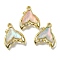 Rack Plating Alloy Pendant, with Rhinestone & Resin, Lead Free & Cadmium Free, Fishtail, Mixed Color, Golden, 17.5x14x4mm, Hole: 1.4mm