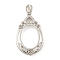 925 Sterling Silver Pendant Cabochon Settings, Prong Settings, with Cubic Zirconia, Rhinestone Claw Settings, Prong Settings, Oval, Real Platinum Plated, 30x18x6mm, Hole: 3x2mm, Tray: 16x11mm