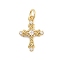 Cross Rack Plating Brass Micro Pave Cubic Zirconia Pendants, Cadmium Free & Lead Free, Long-Lasting Plated, Real 18K Gold Plated, 16x11x2.5mm, Hole: 3mm