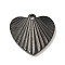 Ion Plating(IP) 304 Stainless Steel Pendants, Heart Charm, Black, 17x18x2mm, Hole: 1.6mm