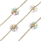 304 Stainless Steel Cable Chains, Flower, with Shell Pearl & ABS Imitation Pearl, Ion Plating(IP), Real 18K Gold Plated, Soldered, with Spool, Colorful, 8.5x9.5x3.5mm, about 32.81 Feet(10m)/Roll