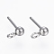 Non-Tarnish 304 Stainless Steel Stud Earring Findings, with Loop, Round, Stainless Steel Color, 14x3mm, Hole: 2mm, Pin: 0.8mm, Round: 3mm