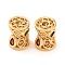 Brass Micro Pave Clear Cubic Zirconia Beads, Cadmium Free & Nickel Free & Lead Free, Column with Teardrop & Flower, Colorful, Real 18K Gold Plated, 9x7.5mm, Hole: 1.8mm