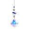 K9 Crystal Glass Big Pendant Decorations, Hanging Sun Catchers, with Metal Finding, Starfish, Deep Sky Blue, 350~380mm