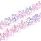 Transparency Electroplate Glass Beads Strands, Flower, AB Color Plated, Half Plated, Pearl Pink, 12~12.3x12.5x7mm, Hole: 1mm, about 55pcs/strand, 24.80''(63cm)