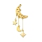 Stainless Steel Pendants, with Brass Charms, Moon, 62.5x22x1mm, Hole: 1.5mm